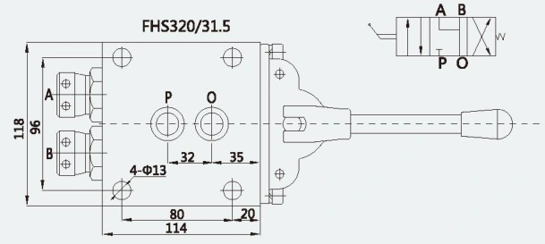 Original dimension drawing or hydraulic symbol excerpt 1 for FHS320/31.5(7+1)